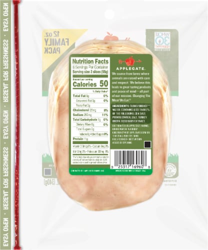 Applegate Natural Oven Roasted Turkey Breast Deli Meat Family Pack Perspective: back