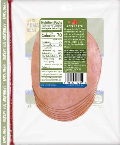 Applegate Natural Uncured Black Forest Ham Family Pack Perspective: back
