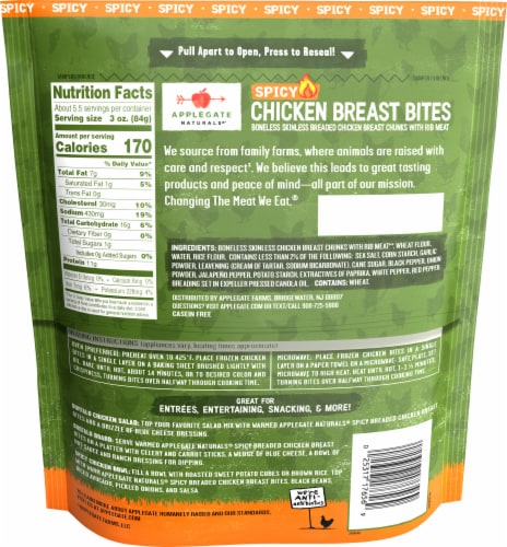 Applegate Natural Spicy Frozen Chicken Breast Bites Perspective: back