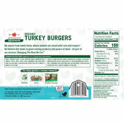 Applegate Organic Turkey Burgers Perspective: back