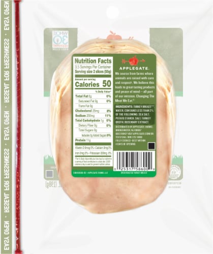 Applegate Natural Sliced Oven Roasted Turkey Breast Perspective: back