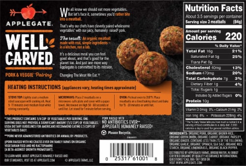 Applegate Well Carved Frozen Organic Asian Style Pork & Vegetable Meatballs Perspective: back