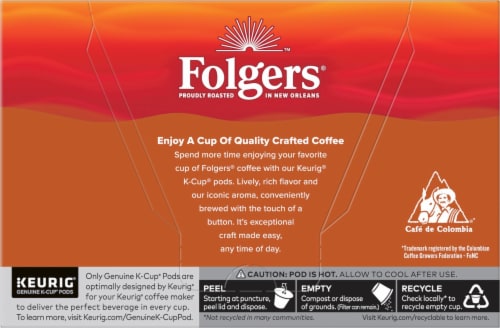 Folgers® 100% Colombian Decaf Medium Roast K-Cup Coffee Pods Perspective: back