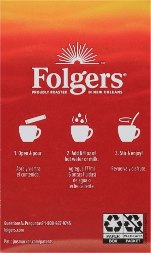 Folgers Classic Roast Instant Coffee, Single Serve Packets Perspective: back