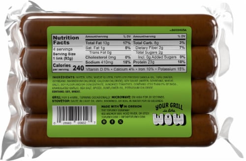 Tofurky Vegan Italian Sausages Perspective: back
