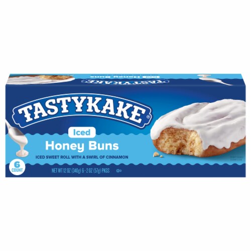 Tastykake Iced Honey Buns, Individually Wrapped Iced Pastry Snacks, 6 Count Perspective: back