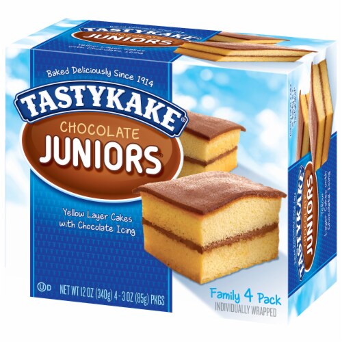 Tastykake Chocolate Juniors, Individually Wrapped Chocolate Iced Snack Cakes Perspective: back