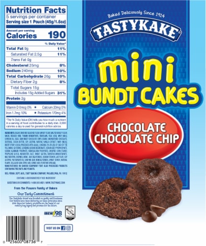 Tastykake Chocolate Chip Mini Bundt Cakes Perspective: back