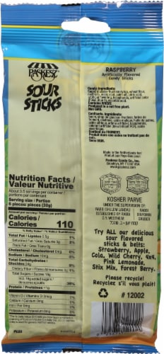 Paskesz Raspberry Flavored Sour Sticks Candy Perspective: back
