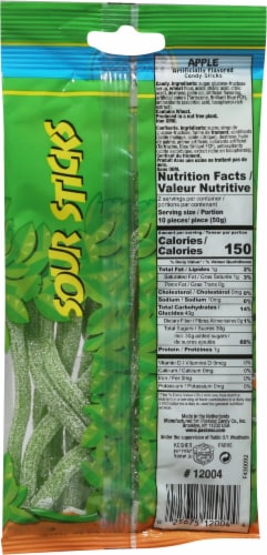 Paskesz Apple Flavored Sour Sticks Candy Perspective: back