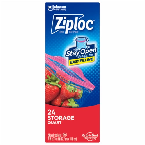 Ziploc® Grip N Seal™ Technology Quart Storage Bags with New Stay Open  Design, 24 ct - Fry's Food Stores