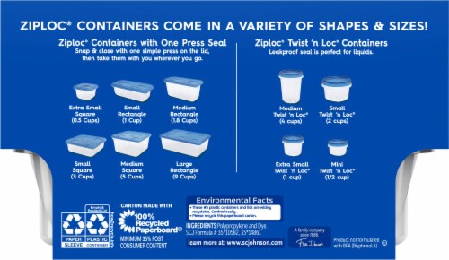 Ziploc Brand, Food Storage Containers with Lids, Twist 'n Loc, Medium  Round, 4 ct