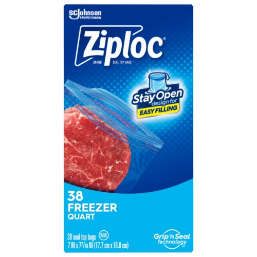 Ziploc Quart Freezer Bags Press to Close 38 Count Perspective: back
