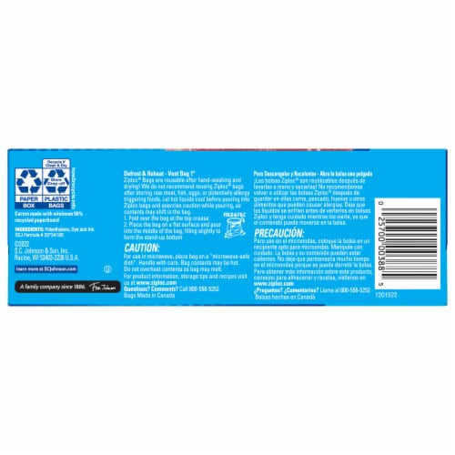 Ziploc Brand Quart Freezer Bags with Grip 'n Seal Technology Perspective: back