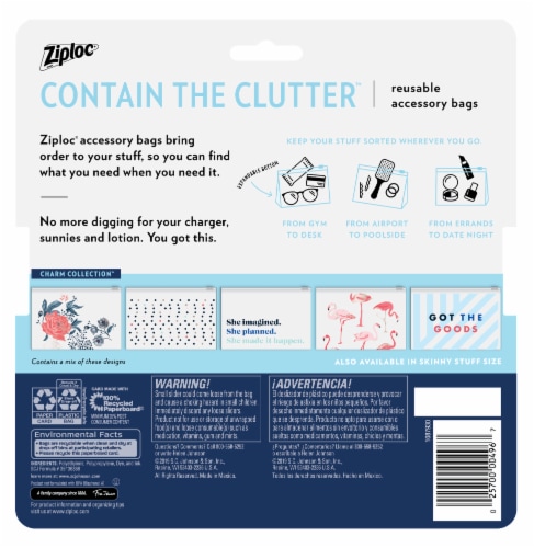 Ziploc Charm Collection Essential Stuff Reusable Accessory Bags