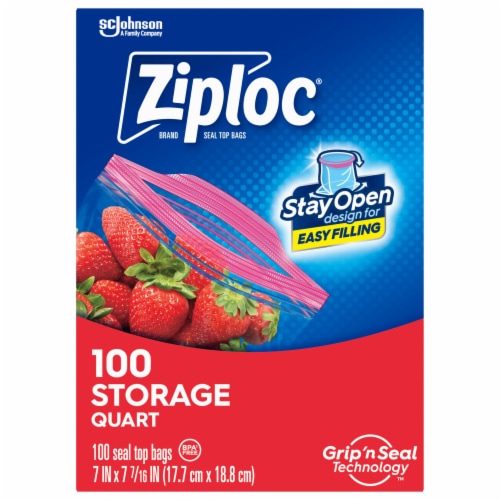 Ziploc Holds 1 Quart Easy Zipper Multi-Purpose Storage Bags, 38 ct 