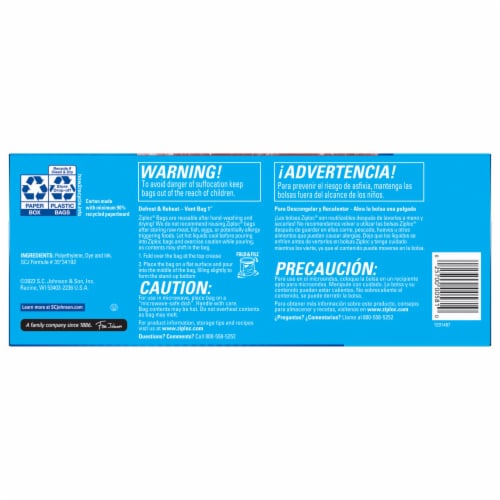 Ziploc® Gallon Freezer Bags with Stay Open Design Perspective: back