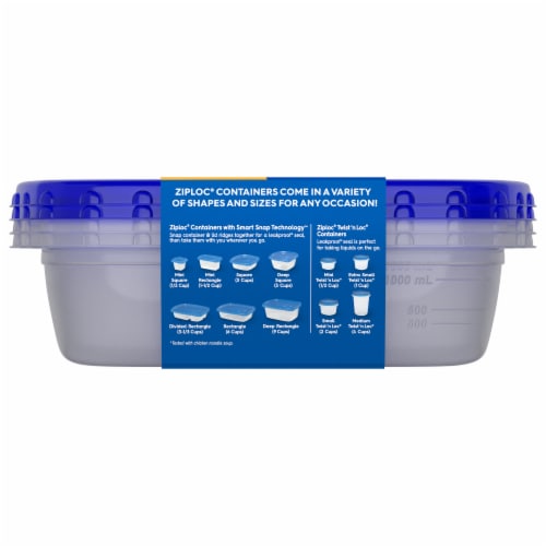 Ziploc Smart Snap Seal Containers and Lids, Square, Small, 2.5 Cups, Plastic Containers