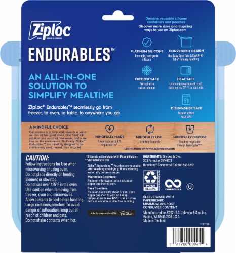 Ziploc® Endurables™ Medium Pouch Reusable Silicone Press To Seal Food Storage Container Perspective: back