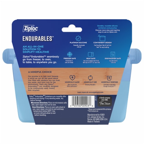 Ziploc Endurables Medium Container, 4 Cups, Wide Base With Feet, Reusable  Silicone, From Freezer, to Oven, to Table