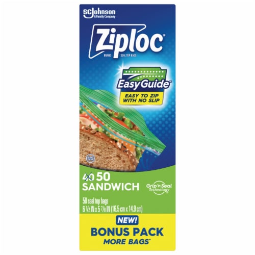 Ziploc® Sandwich Bags with EasyGuide™ 50 Count Perspective: back