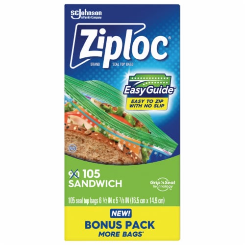 Ziploc® Sandwich Bags with EasyGuide™ 105 Count Perspective: back