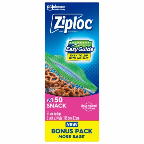 Ziploc® EasyGuide™ Seal Top Snack Bags Perspective: back