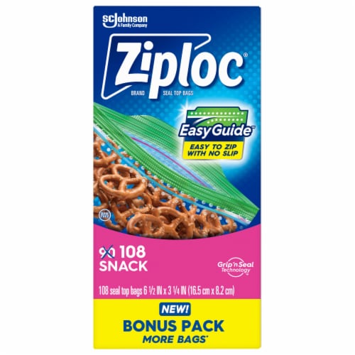 Ziploc® Snack Bags with EasyGuide 108 Count Perspective: back