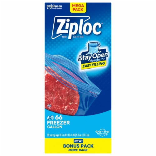 Ziploc Gallon Freezer Bags Press to Close 66 Count Perspective: back