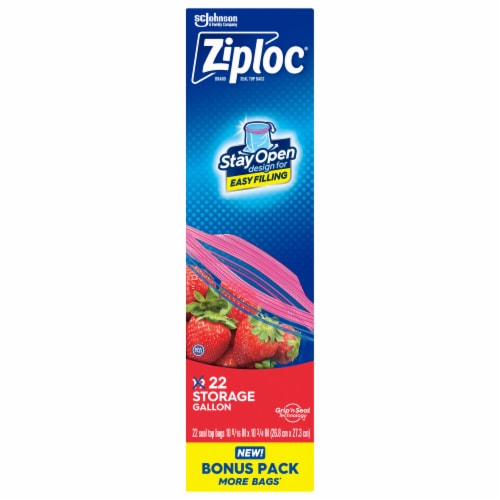 Ziploc Gallon Storage Bags Press to Close 22 Count Perspective: back