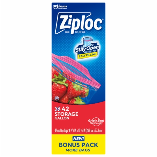 Ziploc Gallon Storage Bags Press to Close 42 Count Perspective: back