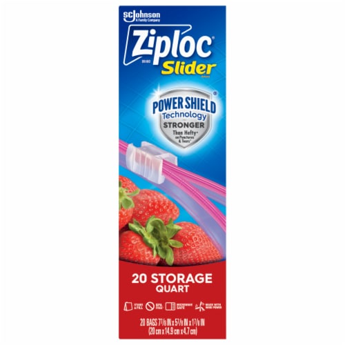 Ziploc Slider Storage Bags, Clear, 1 Quart - 20 count