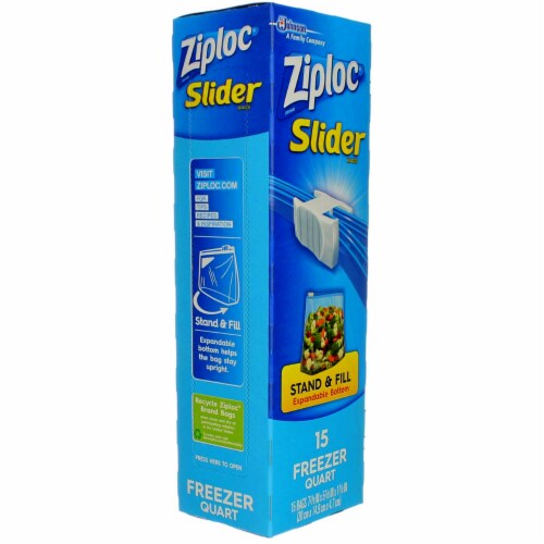 Ziploc Slider Bag Freezer, Quart, 15-Count (Pack of 12)