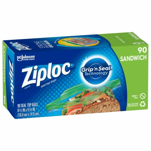 Ziploc Brand Sandwich Bags 90 Count Perspective: back