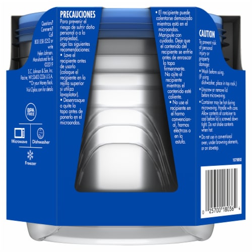 Ziploc Twist 'n Loc Round Storage Pint Containers & Lids - Clear/Blue Perspective: back