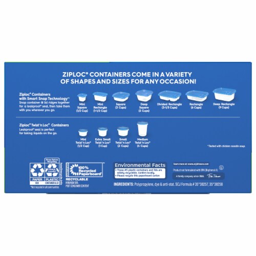 Ziploc® Square BPA-Free Plastic Snap Seal Food Storage Container -8 pack Perspective: back