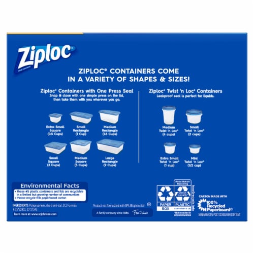 Ziploc One Press Seal Rectangular Storage Containers & Lids - 5 Pack Perspective: back