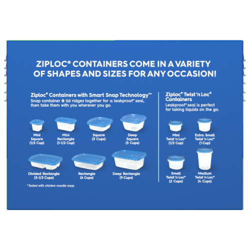 Ziploc® Square BPA-Free Plastic Snap Seal Food Storage Containers - 3 pack Perspective: back