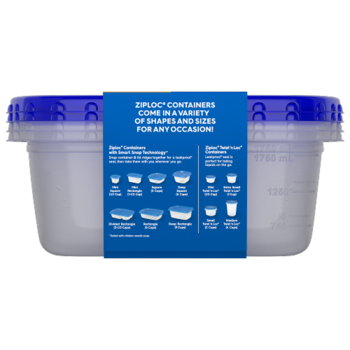 Ziploc® Rectangle BPA-Free Plastic Snap Seal Food Storage Container - 2 pack Perspective: back