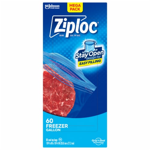 Ziploc® Gallon Freezer Bags with Stay Open Design Mega Pack, 60 ct