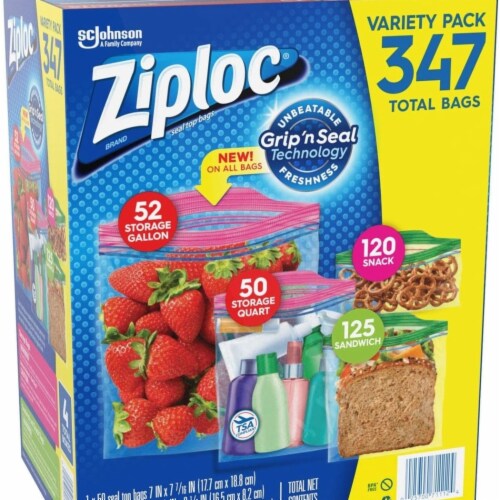 Ziploc Gallon, Quart, Sandwich, and Snack Storage Bags - Variety pack - 347  Total