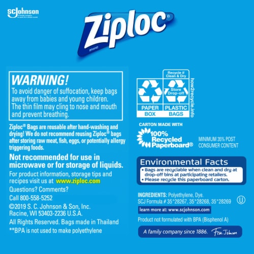 Ziploc Sandwich & Snack Lunch Pack Bags Perspective: back