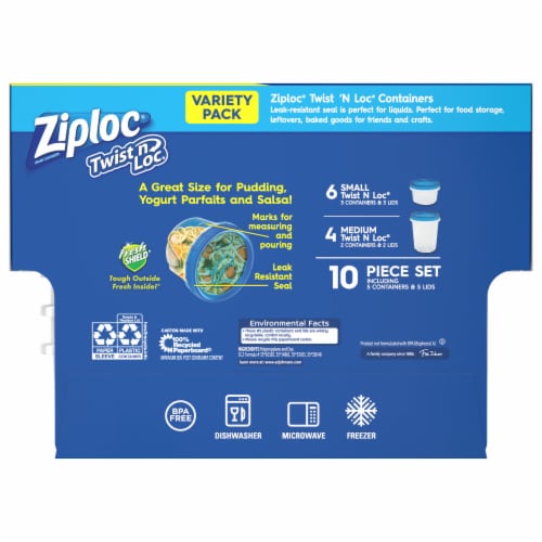 Ziploc Brand, Food Storage Containers with Lids, Twist 'n Loc, Medium  Round, 4 ct