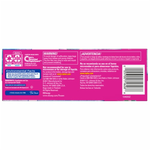 Ziploc® Disney Frozen 2 Seal Top Snack Bags Perspective: back