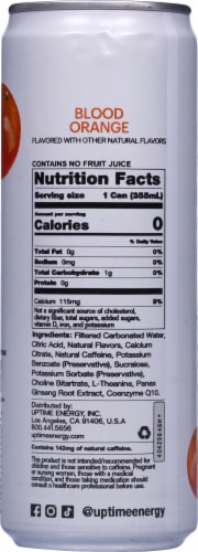 Uptime Zero Sugar Blood Orange Energy Drink Can Perspective: back