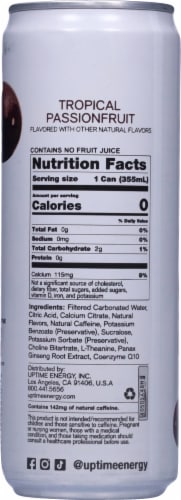 Uptime Sugar Free Tropical Passionfruit Energy Drink Perspective: back