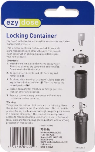 EZY Dose Small Nylon Locking Container with Keys - Black Perspective: back