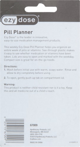 EZY Dose® Weekly 7-Sided Pill Reminder Perspective: back