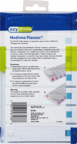 Ezy Dose® Medtime Planner® Weekly 4 Times Per Day Pop-Out Medication Planner 6/72 Perspective: back