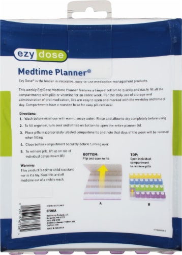 Ezy Dose® Medtime Planner® Weekly Medication Organizer - XL 3/24 Perspective: back